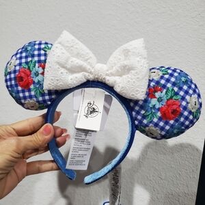 Disney Parks Gingham Floral Minnie Mouse Ears Cottage Picnic NWT Flower